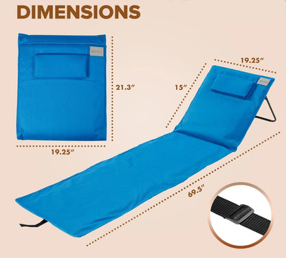 Portable blue beach mat foldable travel mat with carry strap by Fire Sense/Balkene Home on Tampa Home & Garden Store