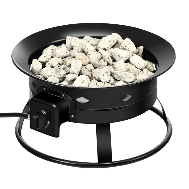 Portable Outdoor Black Metal Propane Fire Pit with Cover and Carry Kit - Tampa Home & Garden Store