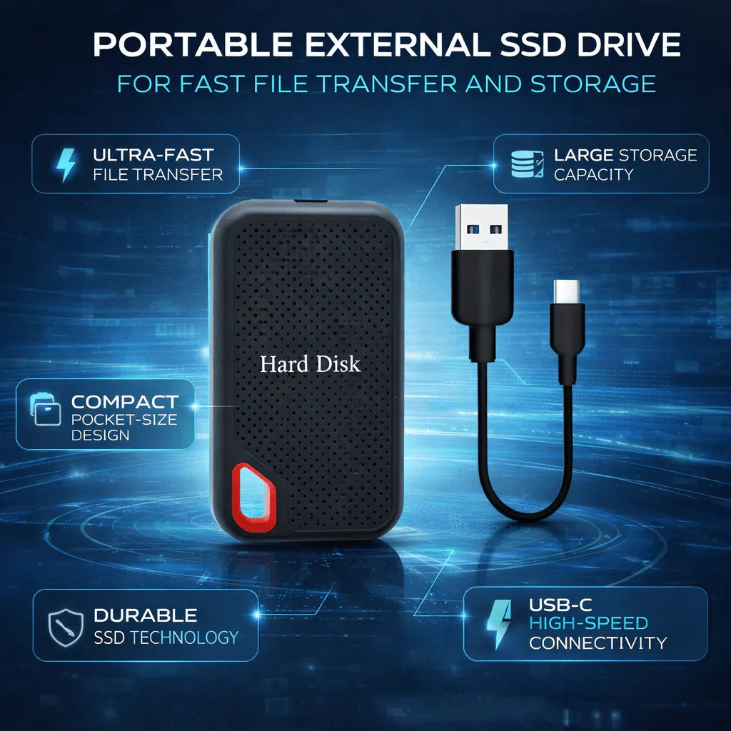 Portable External SSD 2TB USB-C Solid State Drive
