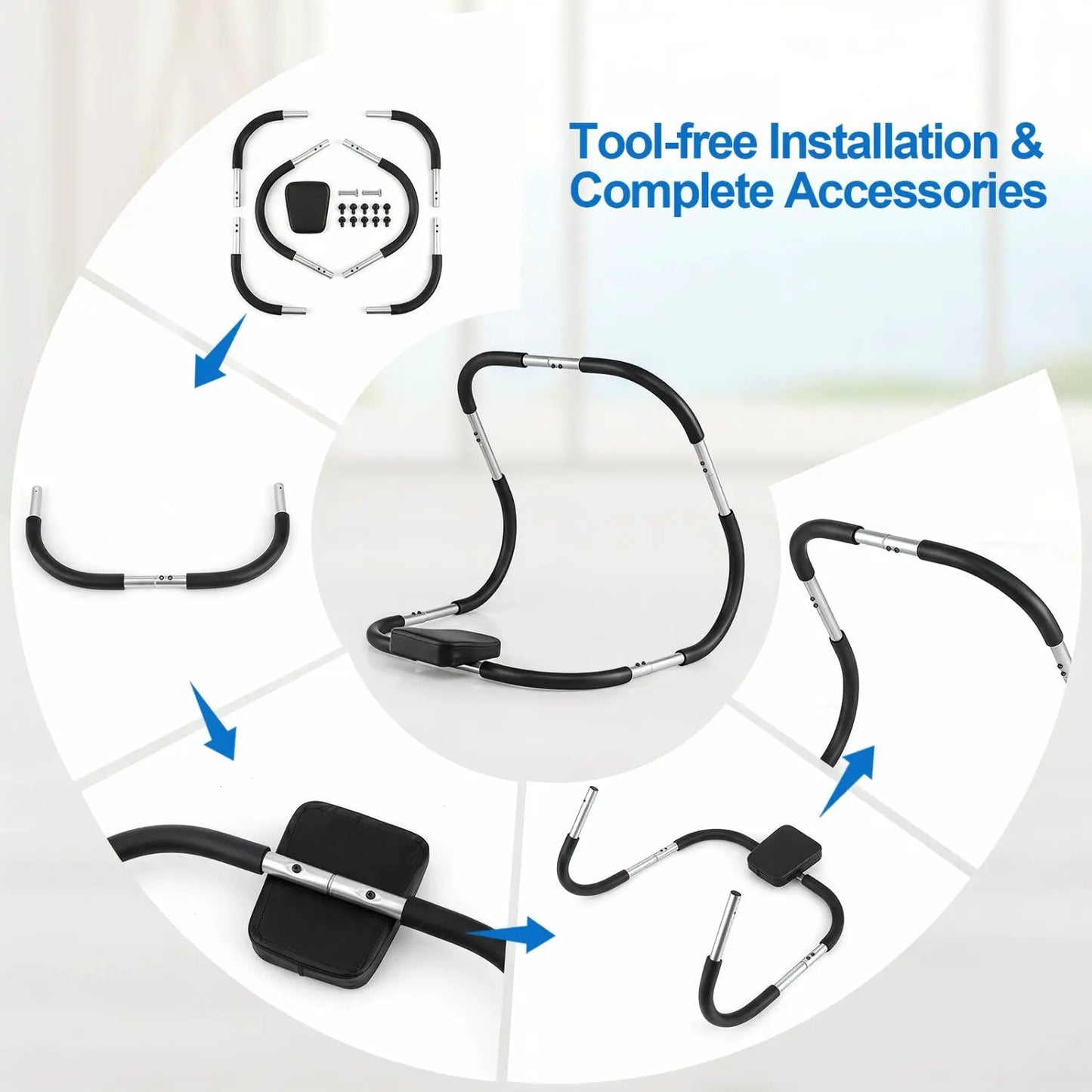 Portable Ab Trainer Headrest and Foam Handles