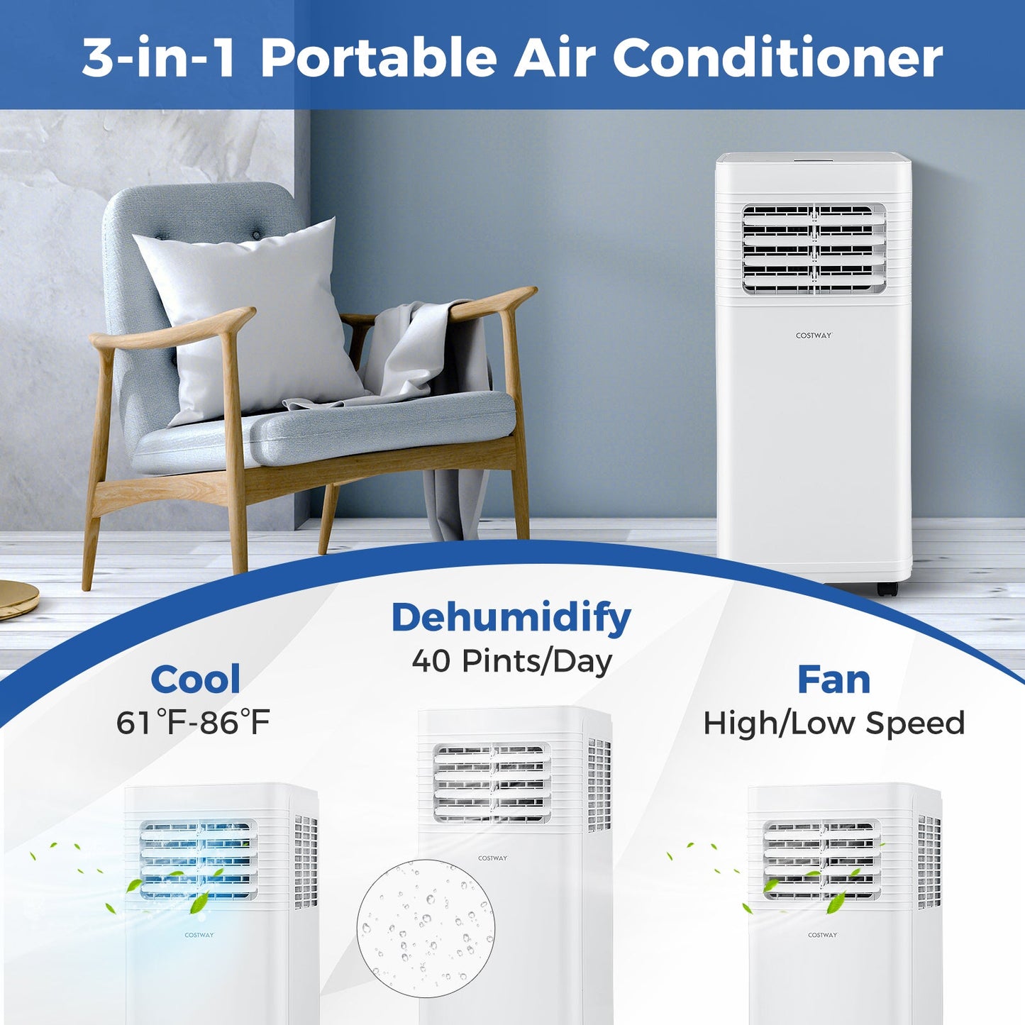 8000 BTU Portable AC with Dehumidifier Unit