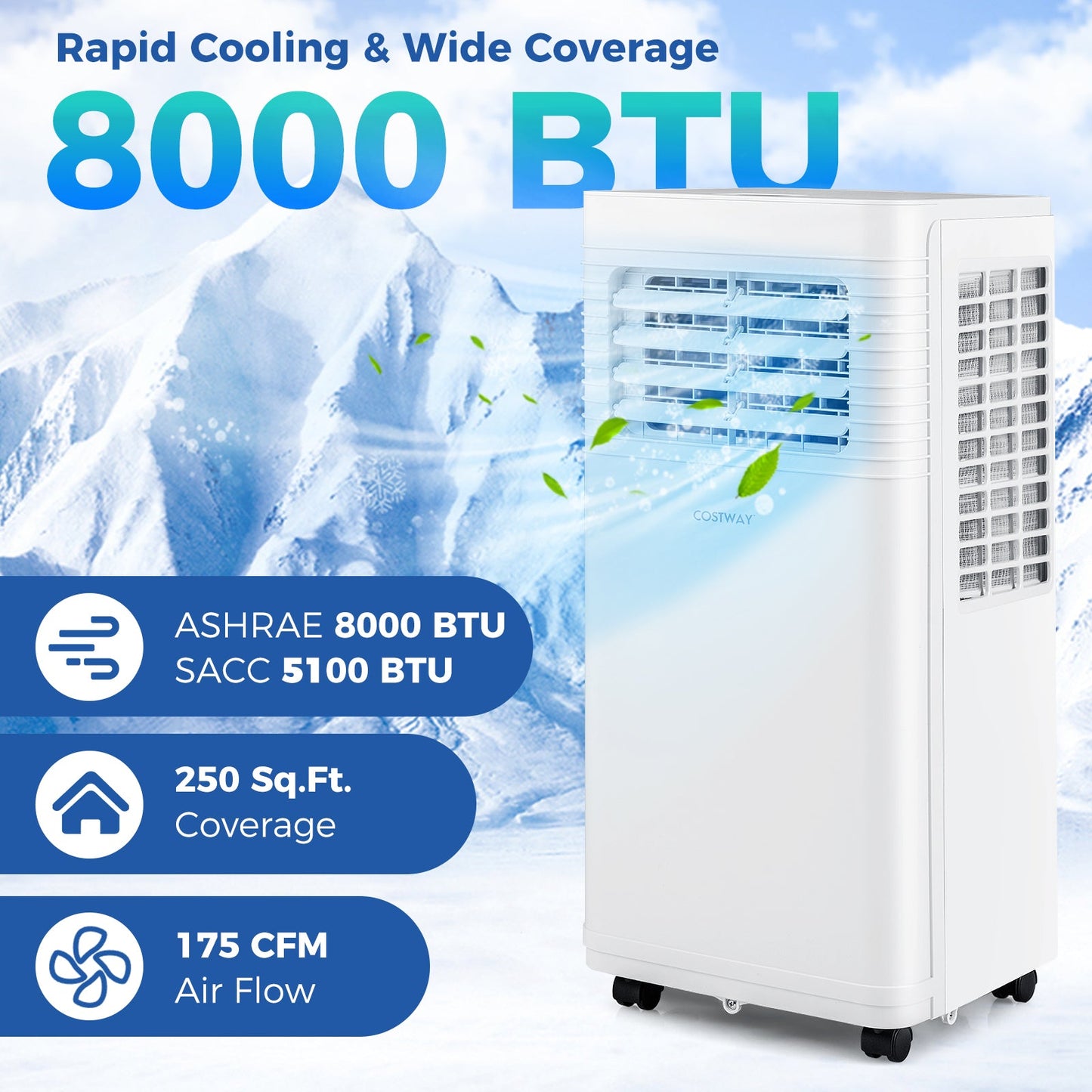 8000 BTU Portable AC with Dehumidifier Unit