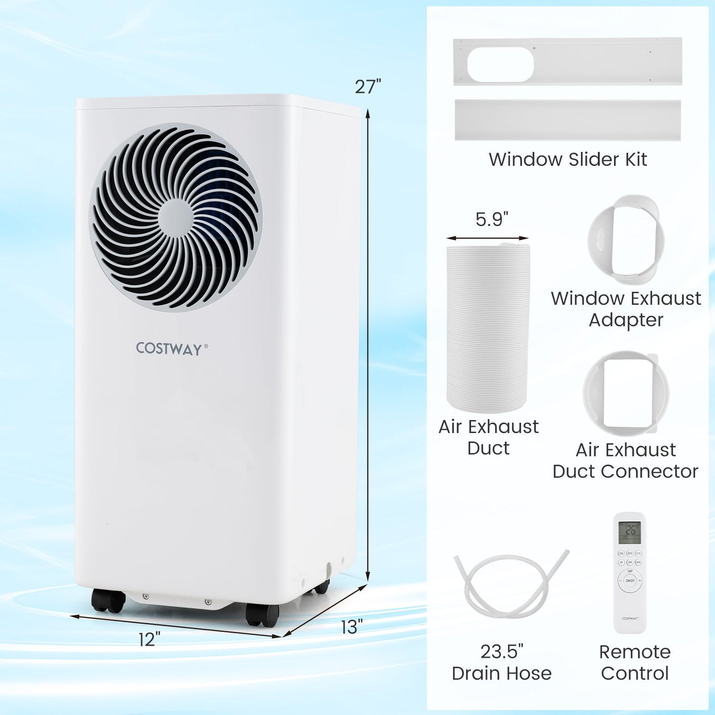 Aire acondicionado portátil de 8200/10000 BTU, unidad de aire acondicionado de pie 3 en 1 con deshumidificador - 8200 BTU