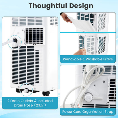 Aire acondicionado portátil de 8200/10000 BTU, unidad de aire acondicionado de pie 3 en 1 con deshumidificador - 8200 BTU