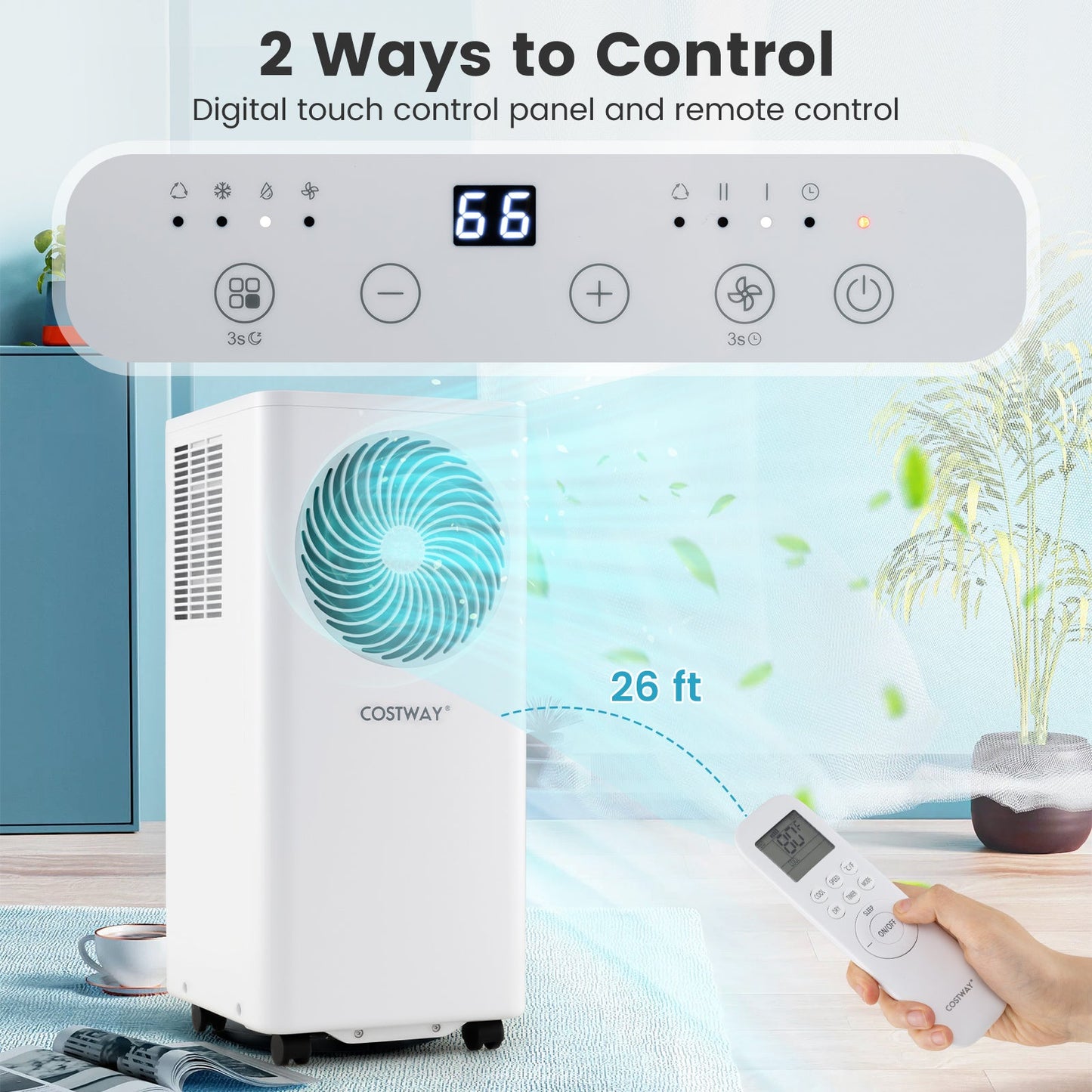 Aire acondicionado portátil de 8200/10000 BTU, unidad de aire acondicionado de pie 3 en 1 con deshumidificador - 8200 BTU