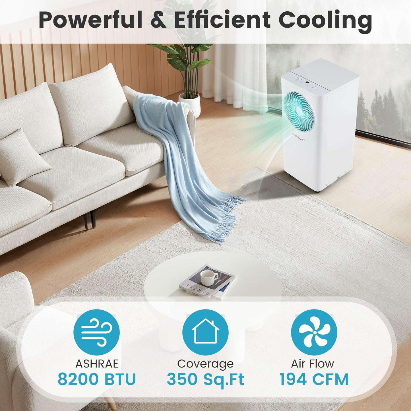 Aire acondicionado portátil de 8200/10000 BTU, unidad de aire acondicionado de pie 3 en 1 con deshumidificador - 8200 BTU