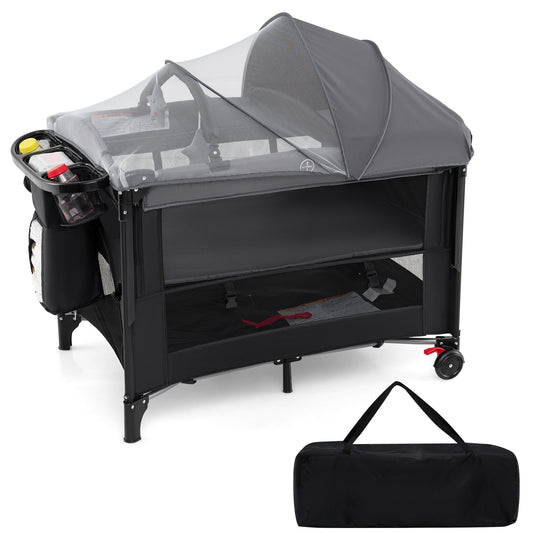 Foldable Baby Bassinet with 4 Adjustable Heights Changing Table and Mattress - Tampa Home & Garden Store