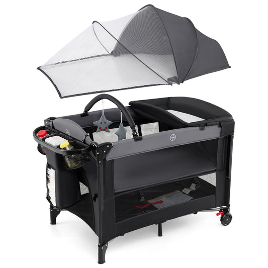Foldable Baby Bassinet with 4 Adjustable Heights Changing Table and Mattress - Tampa Home & Garden Store