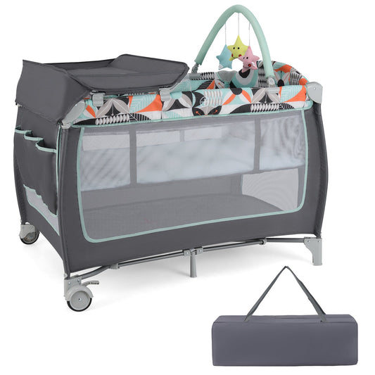 3-in-1 Portable Baby Playard with Zippered Door and Toy Bar - Tampa Home & Garden Store