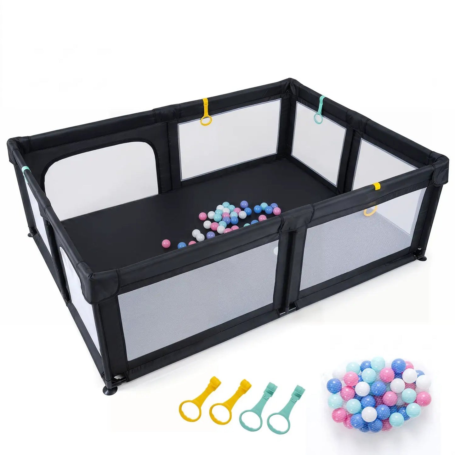 Baby Playpen with Ocean Balls and Breathable Mesh