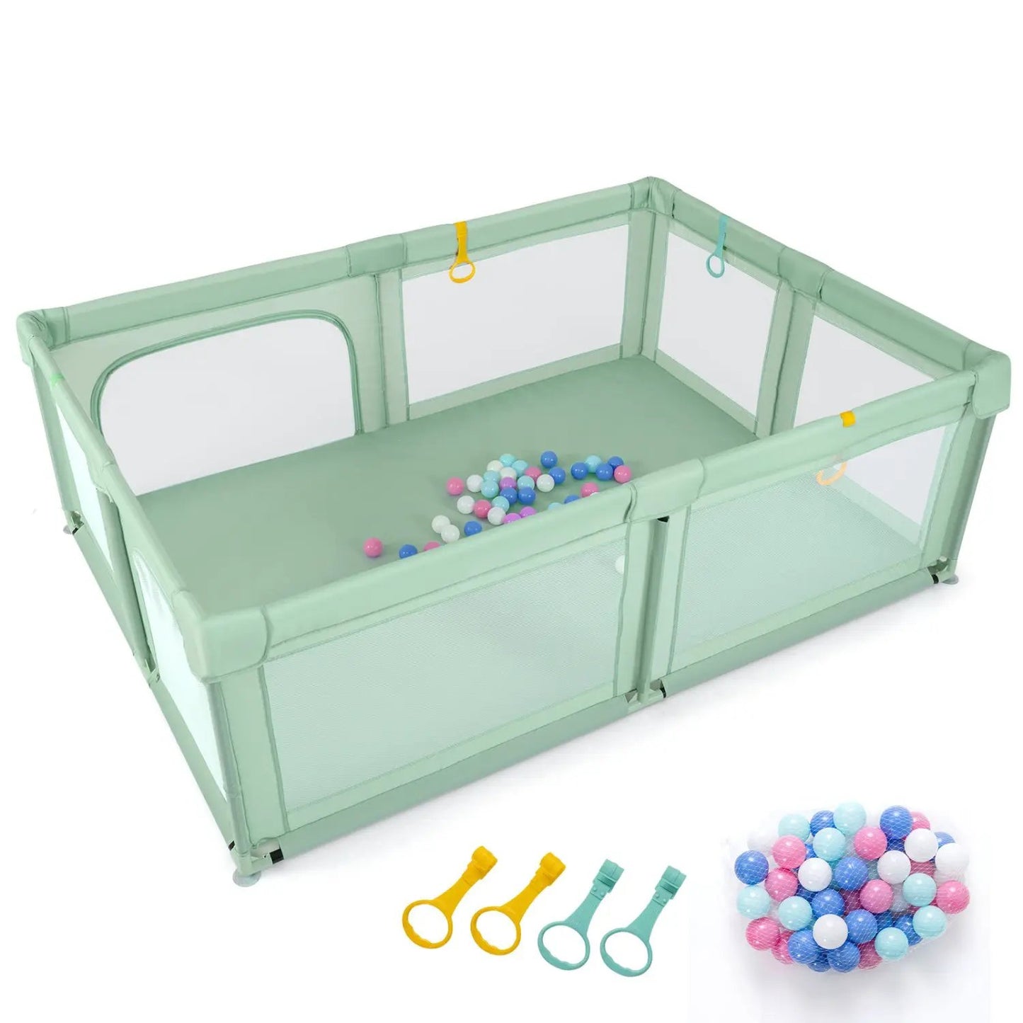 Baby Playpen with Ocean Balls and Breathable Mesh