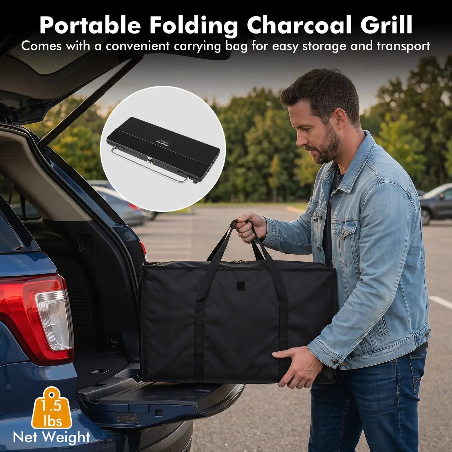 Portable Charcoal Grill With Adjustable Legs