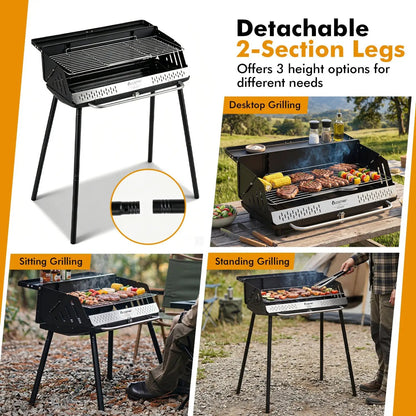 Portable Charcoal Grill With Adjustable Legs