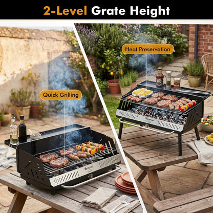 Portable Charcoal Grill With Adjustable Legs