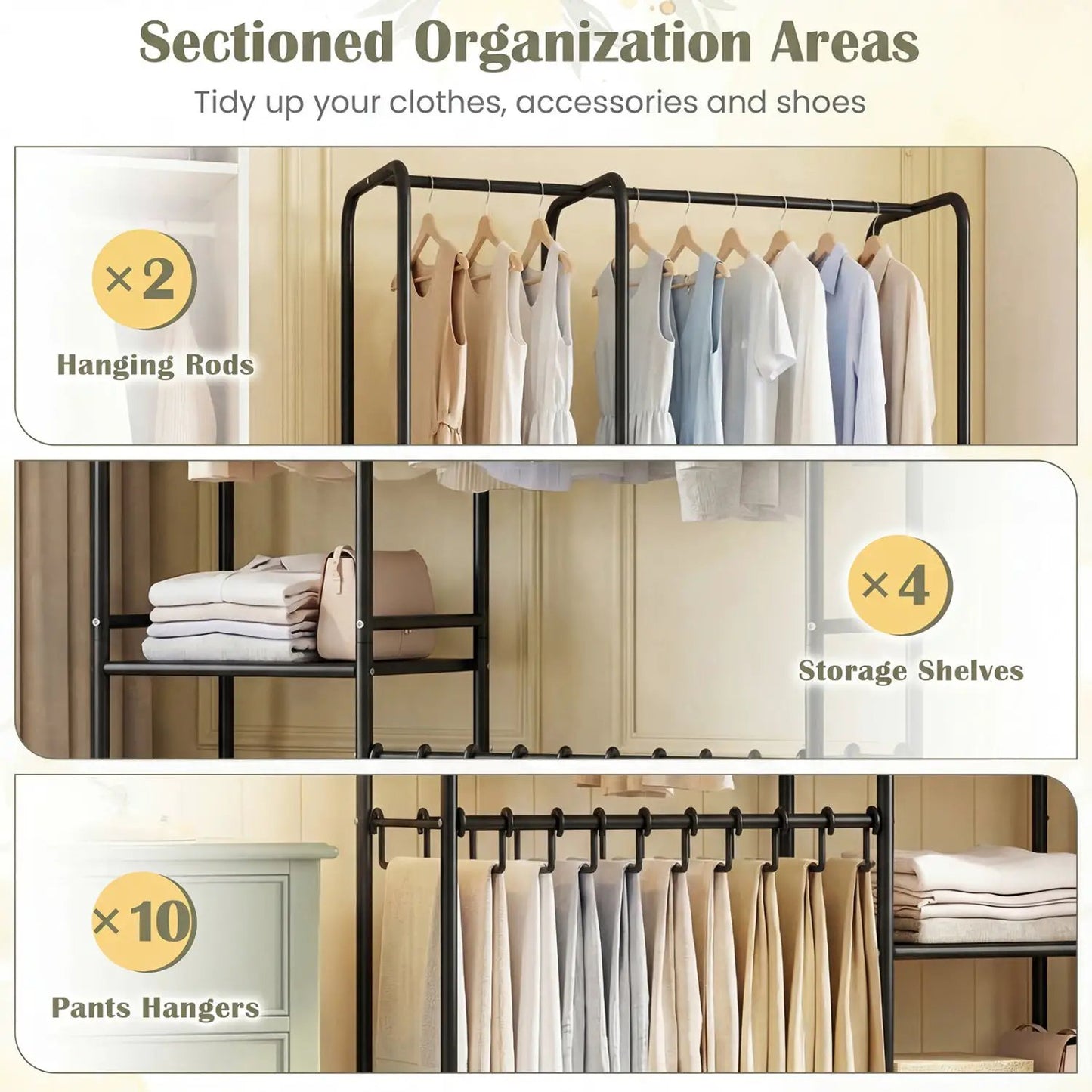 Portable Closet With Pants Hangers and Rods