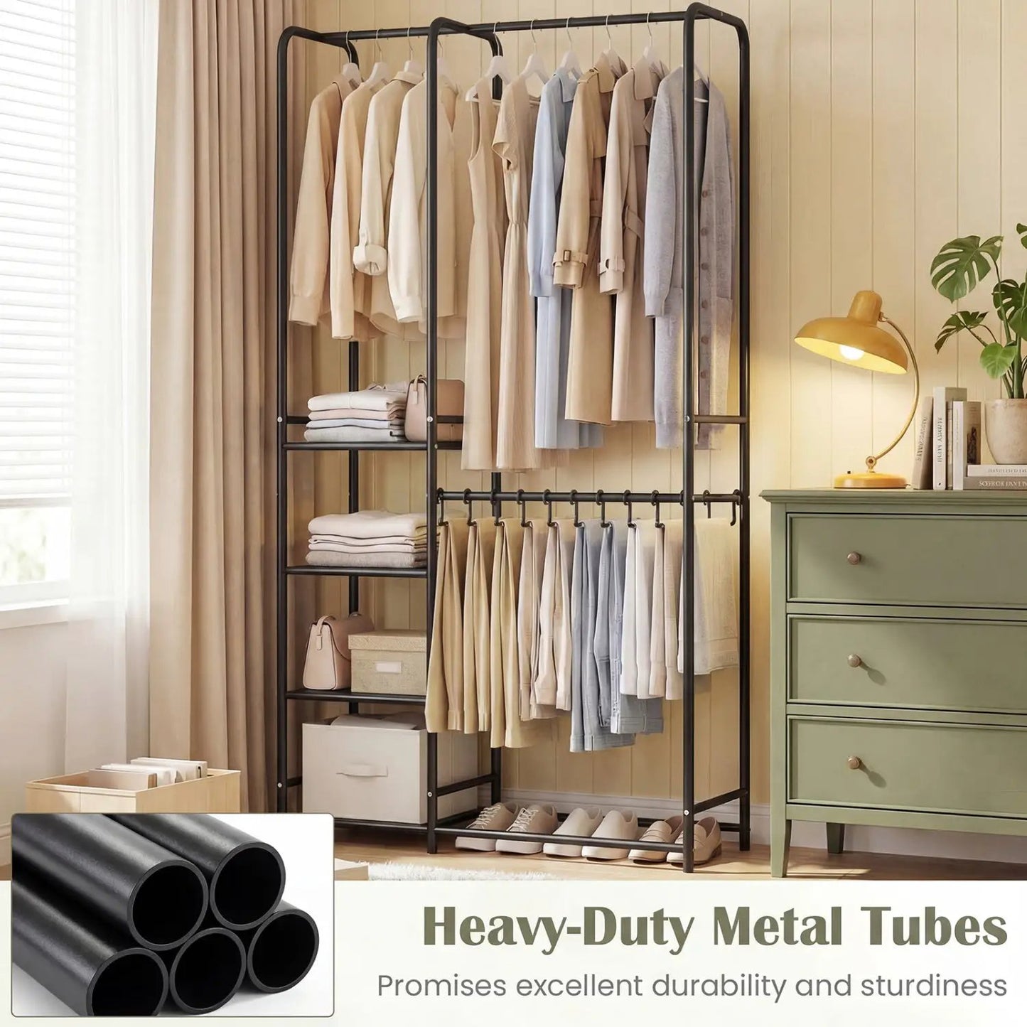 Portable Closet With Pants Hangers and Rods