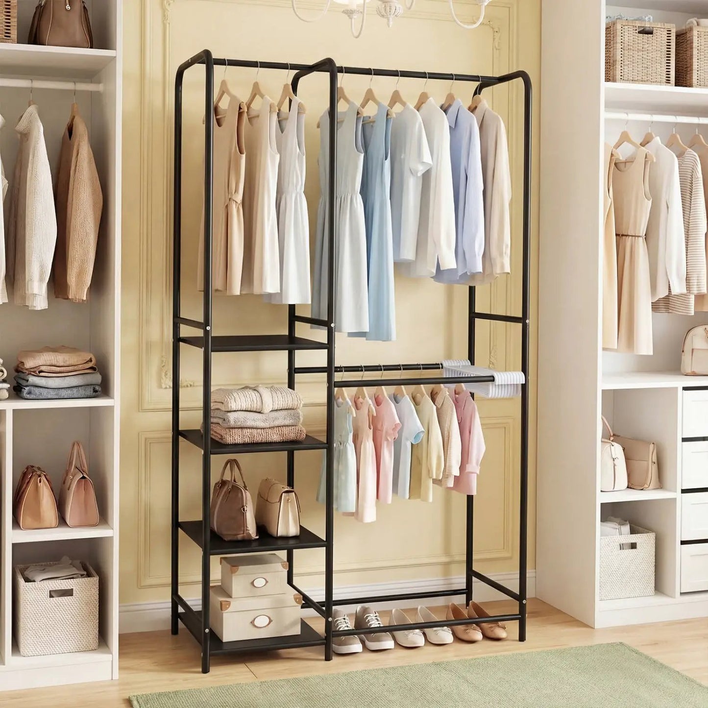 Portable Closet With Pants Hangers and Rods