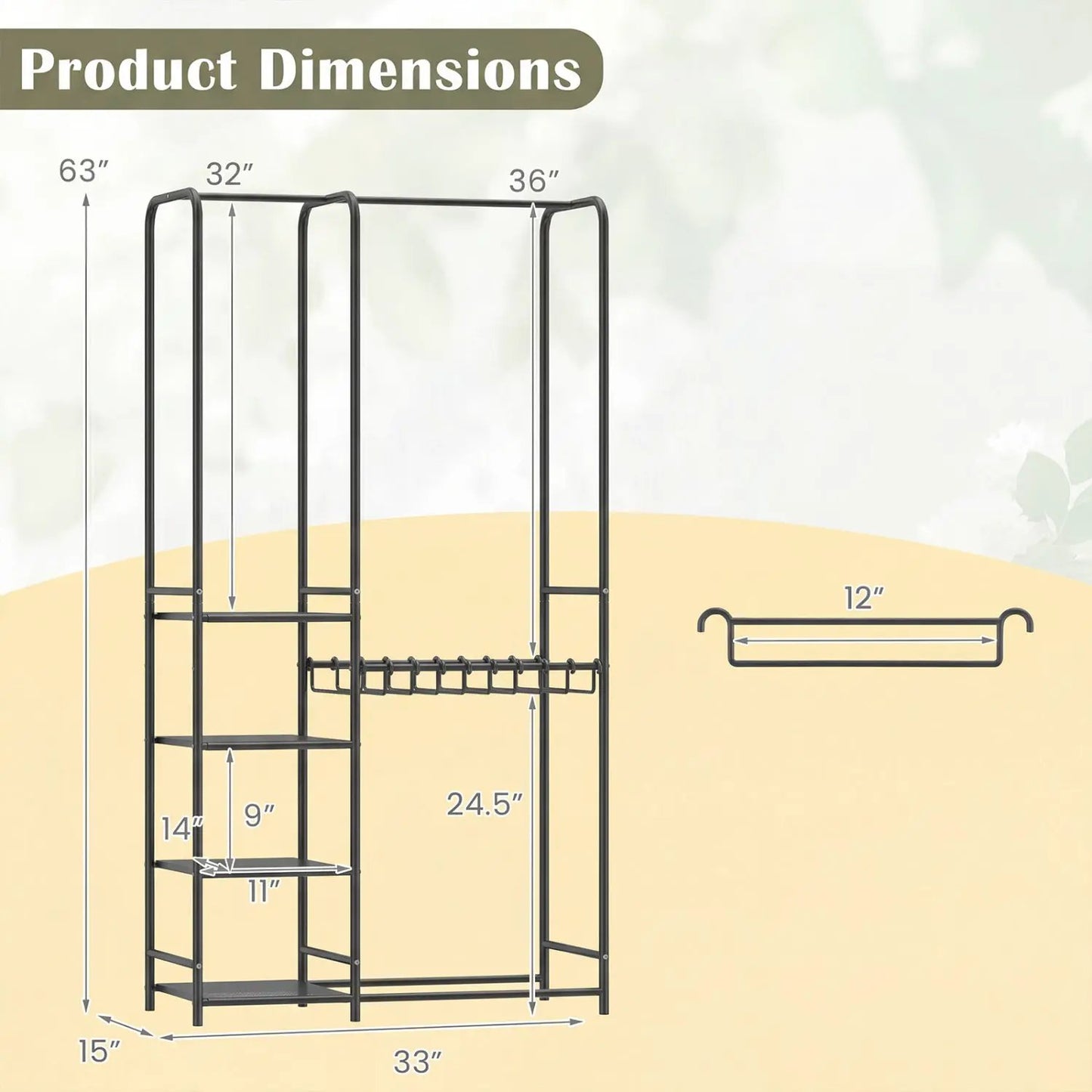 Portable Closet With Pants Hangers and Rods