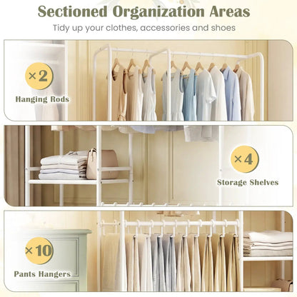Portable Closet With Pants Hangers and Rods