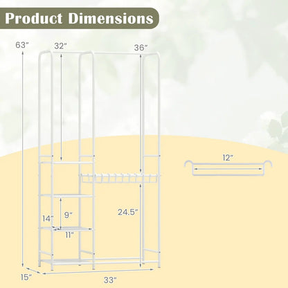 Portable Closet With Pants Hangers and Rods