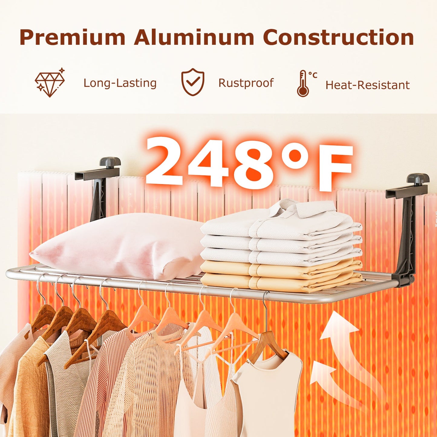 Portable Clothes Drying Rack Aluminum Towel Rack with Adjustable and Foldable Brackets