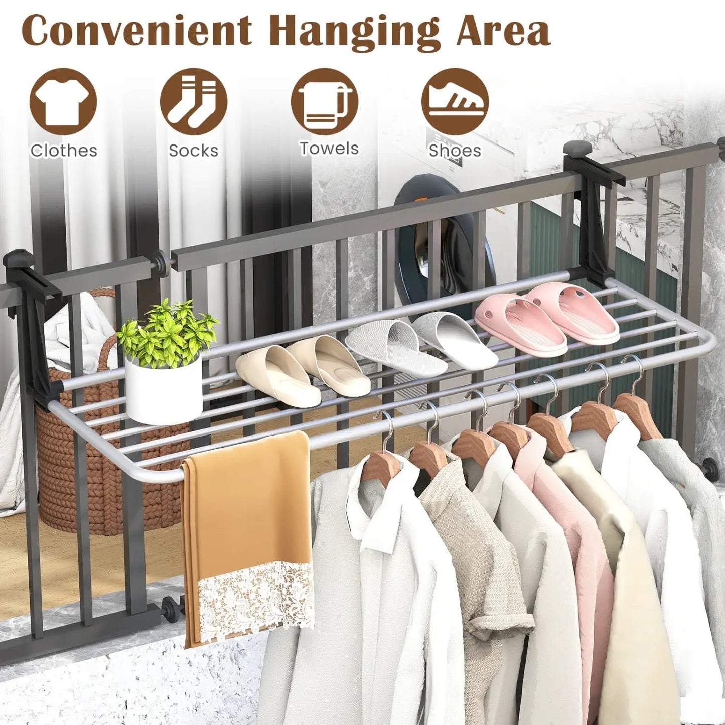 Portable Clothes Drying Rack Aluminum Frame
