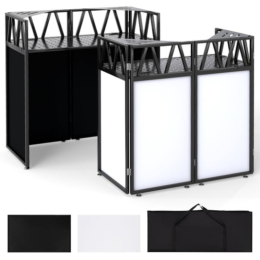 Portable DJ Booth with black truss frame, white panels, and carrying bag by DirectDeals on Tampa Home & Garden Store