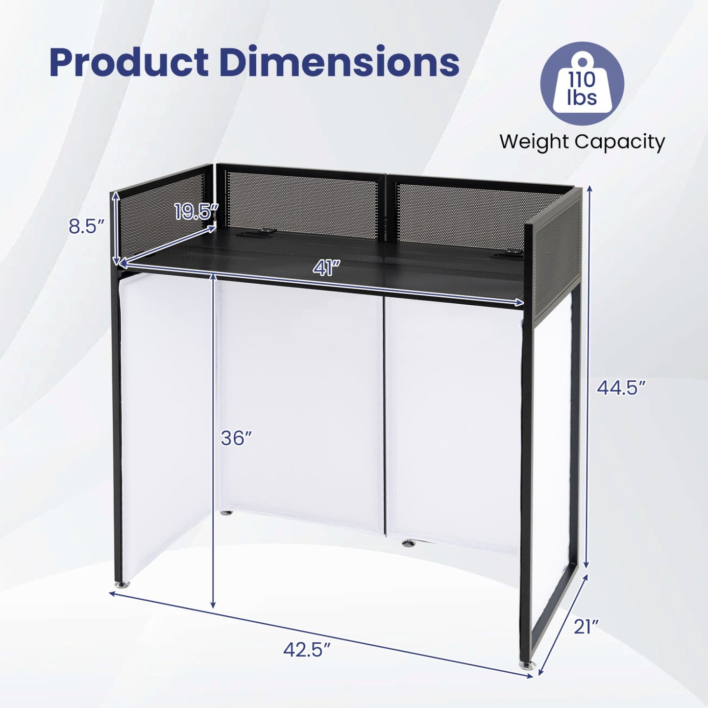 Portable DJ Booth by DirectDeals with detachable tabletop and adjustable feet, black frame on Tampa Home & Garden Store
