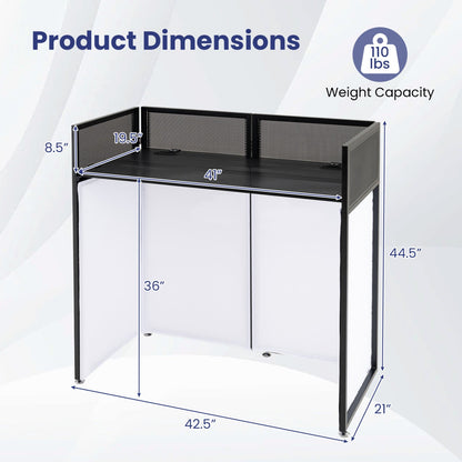 Portable DJ Booth by DirectDeals with detachable tabletop and adjustable feet, black frame on Tampa Home & Garden Store