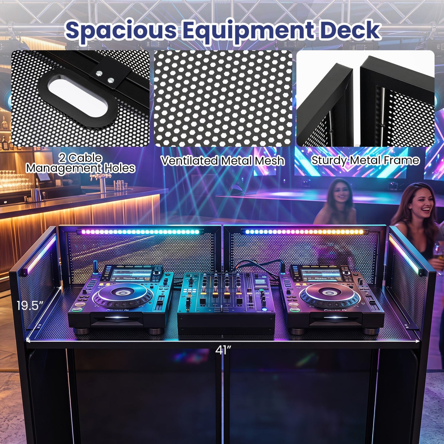 Portable DJ Booth by DirectDeals with adjustable feet; detachable tabletop, black metal frame on Tampa Home & Garden Store