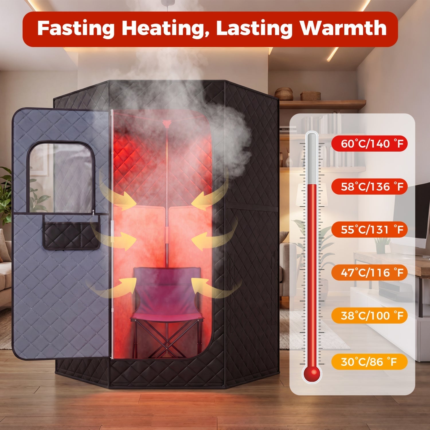 GemGear Portable Far Infrared Sauna Box for Home Full Body Tent with black quilted exterior on Tampa Home & Garden Store