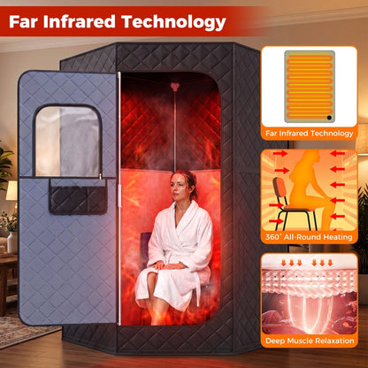 GemGear portable far infrared sauna box for home full-body tent in quilted gray exterior on Tampa Home & Garden Store
