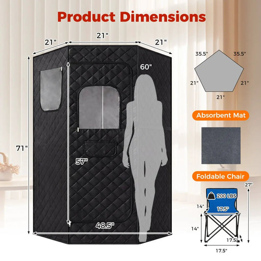 Portable Far Infrared Sauna Box in black quilted fabric by DirectDeals, full-body sauna tent on Tampa Home & Garden Store