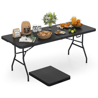 Portable folding camping table GemGear with black top and metal legs on Tampa Home & Garden Store