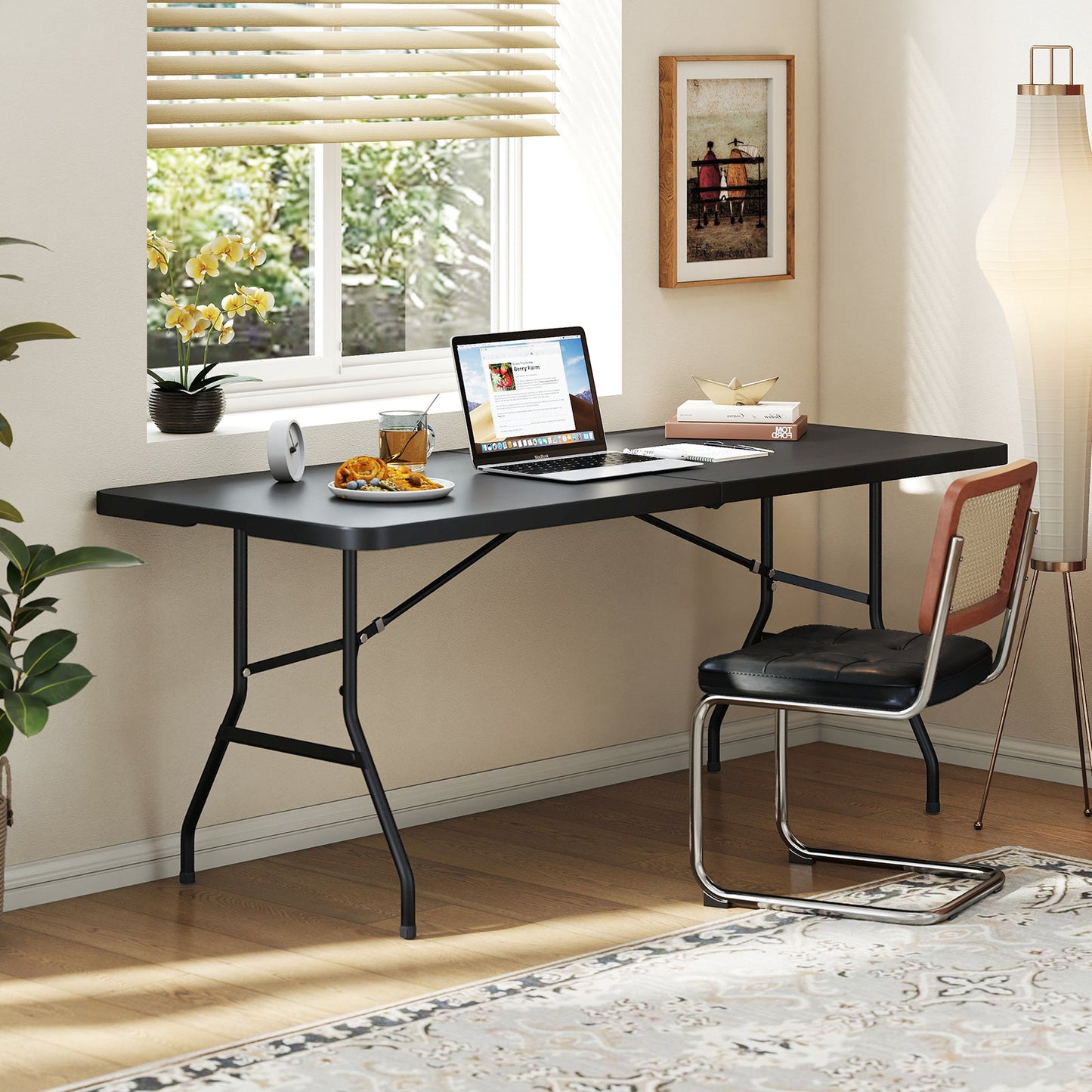 GemGear portable folding camping table with black top and metal legs for home office use on Tampa Home & Garden Store