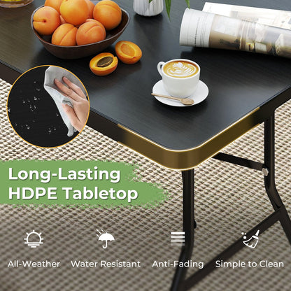 GemGear Portable Folding Camping Table with Carrying Handle, black HDPE tabletop, sturdy on Tampa Home & Garden Store