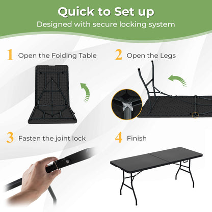 GemGear portable folding camping table with carrying handle, black perforated top on Tampa Home & Garden Store