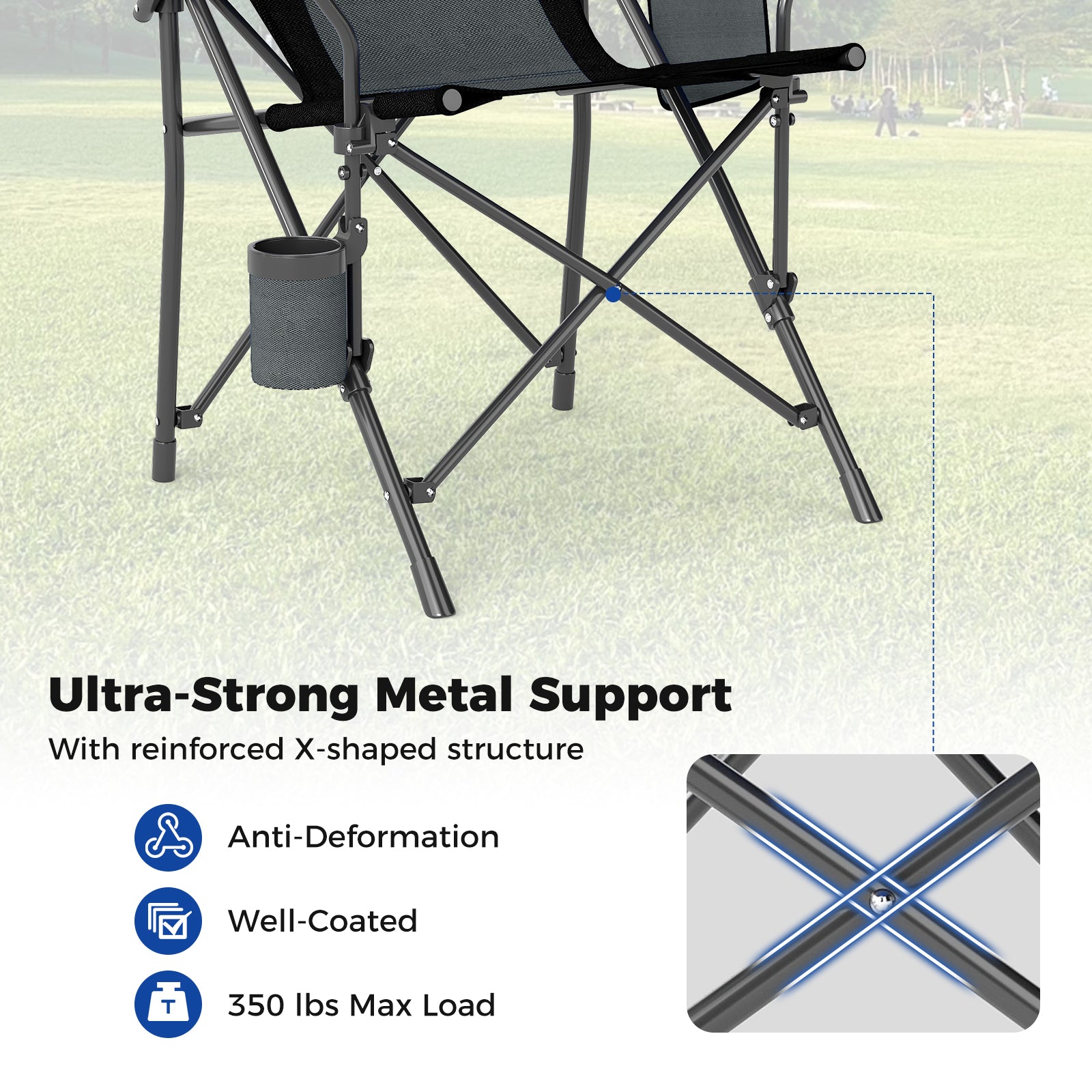 GemGear portable folding Oxford cloth camping chair with cup holder and side pocket on Tampa Home & Garden Store