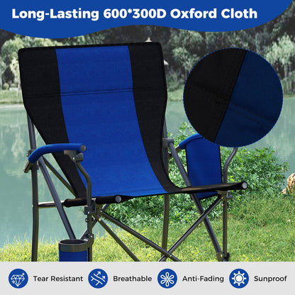 GemGear folding camping chair blue black Oxford fabric with cup holder and side pocket, 2 chairs on Tampa Home & Garden Store