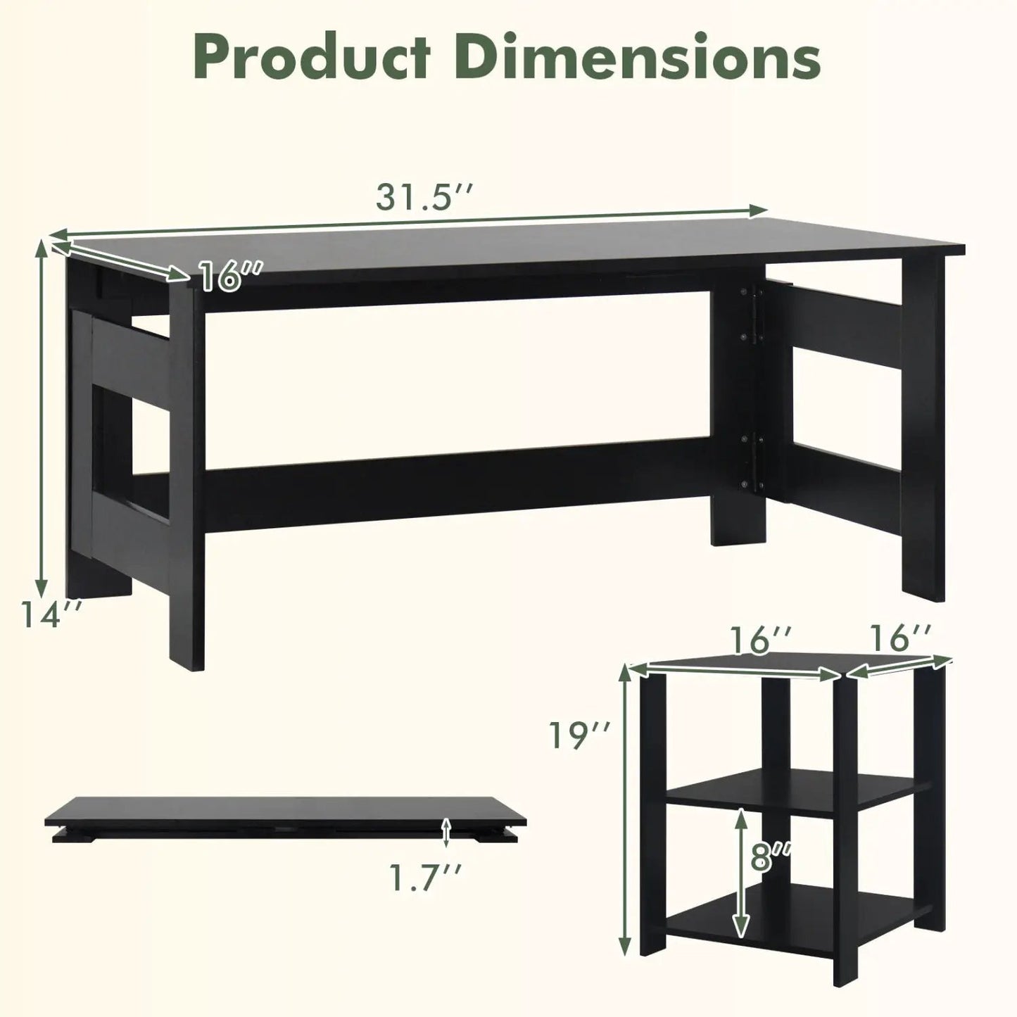 Folding Coffee Table with Collapsible Legs