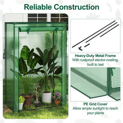 Portable Mini Greenhouse with Roll-Up Zippered Door