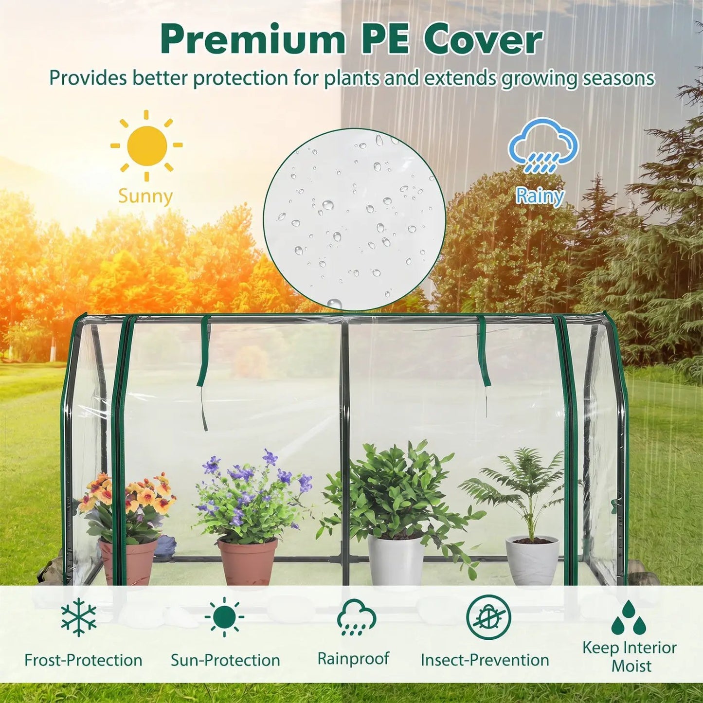Portable Mini Greenhouse With PE Cover and Door