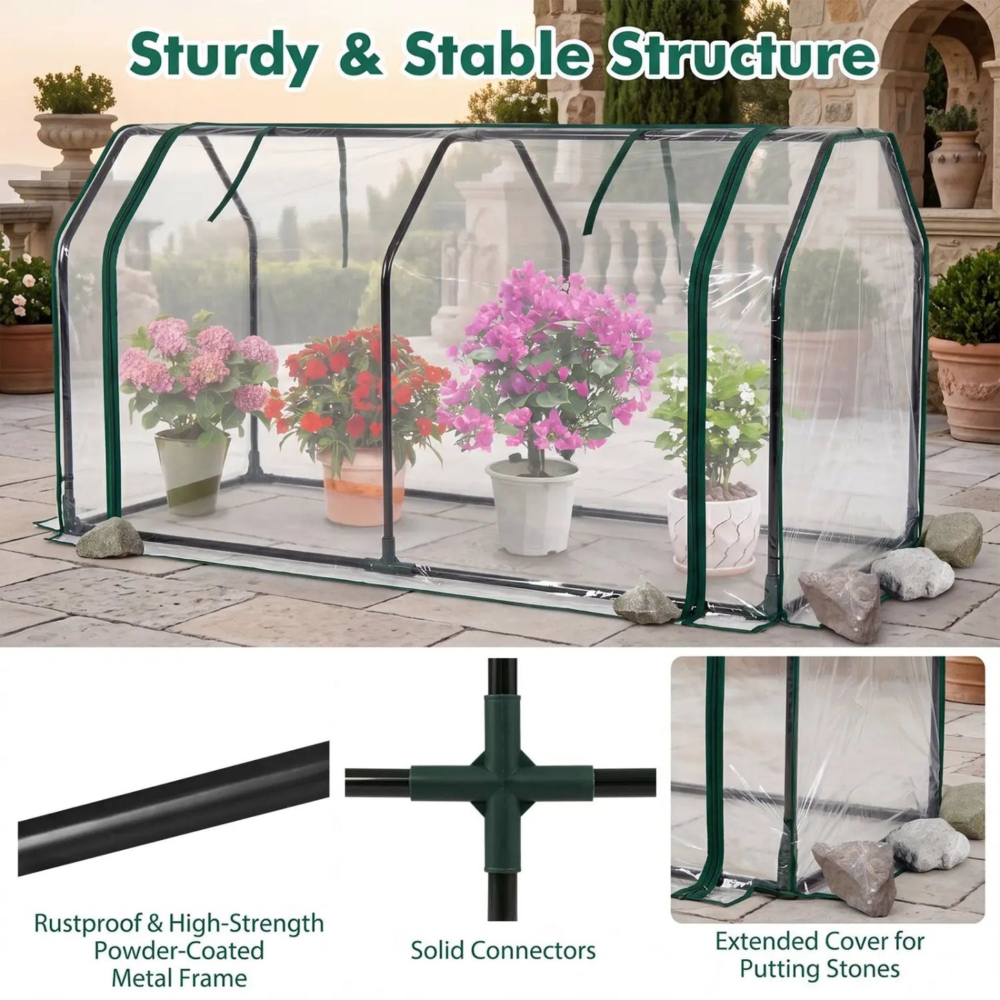 Portable Mini Greenhouse With PE Cover and Door