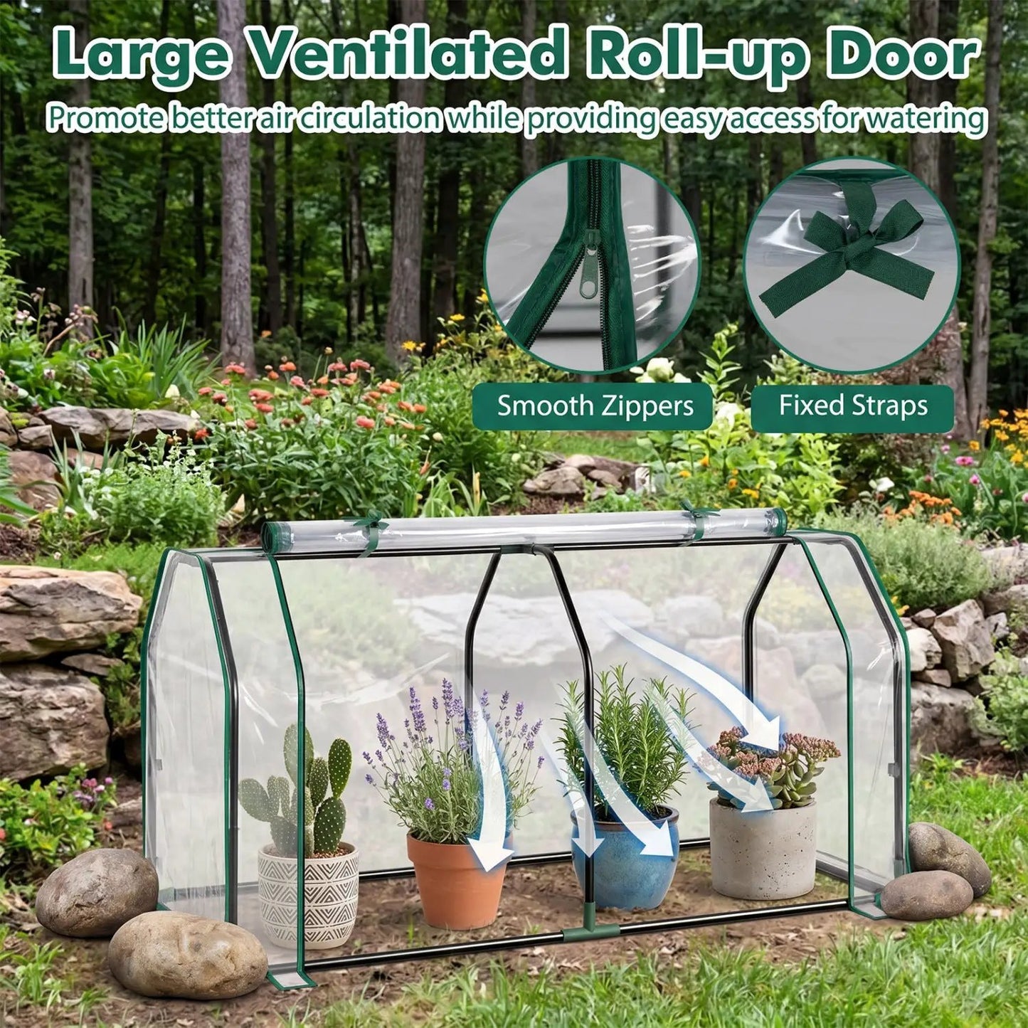 Portable Mini Greenhouse With PE Cover and Door
