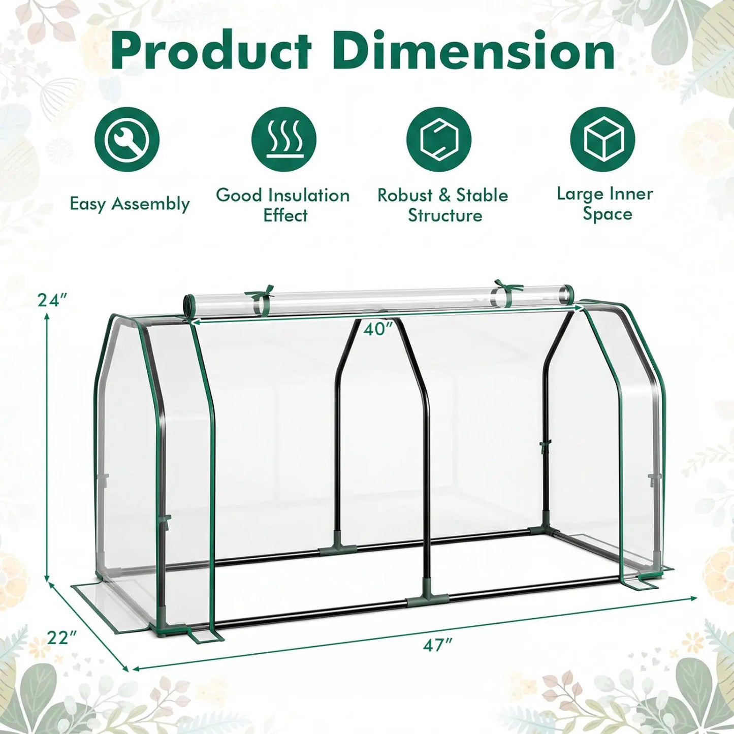 Portable Mini Greenhouse With PE Cover and Door