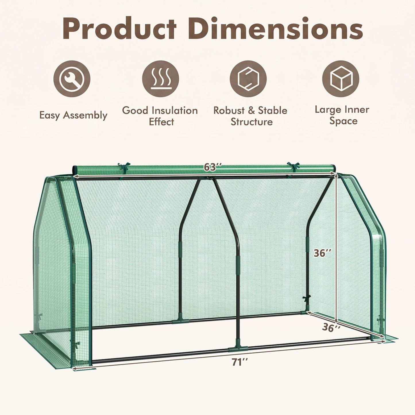 DirectDeals Portable Mini Greenhouse with PE cover and roll-up door, green mesh panels, sturdy frame on Tampa Home & Garden Store