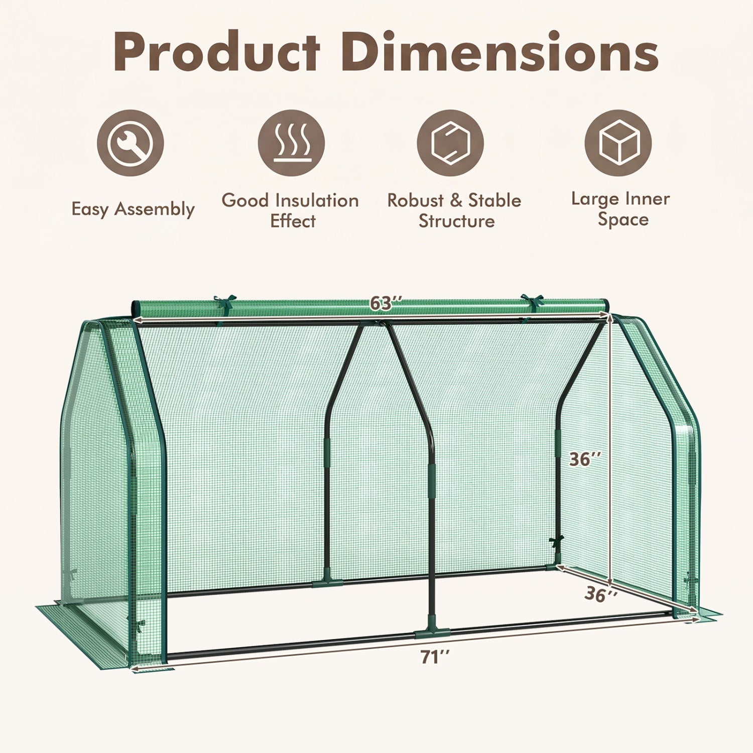 DirectDeals Portable Mini Greenhouse with PE cover and roll-up door, green mesh panels, sturdy frame on Tampa Home & Garden Store