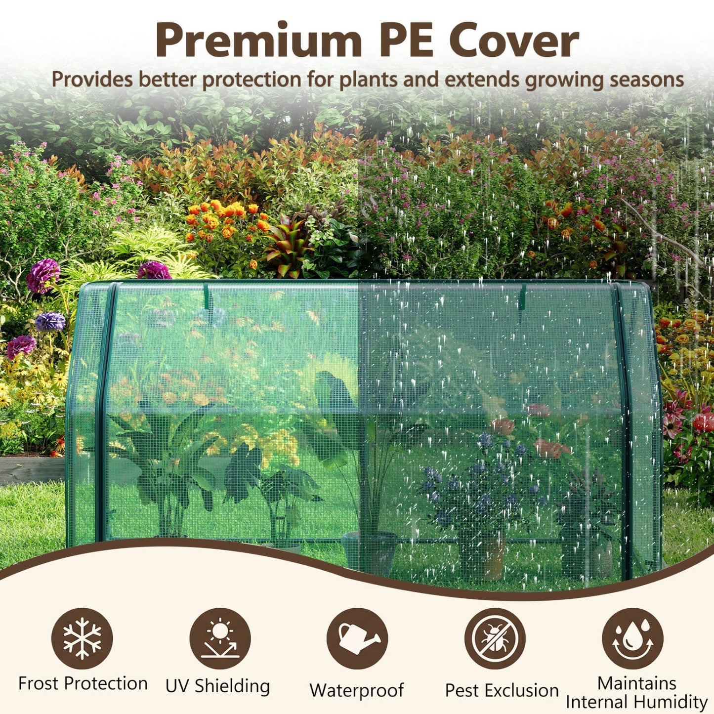 Portable Mini Greenhouse DirectDeals with PE cover and roll-up door green frame on Tampa Home & Garden Store