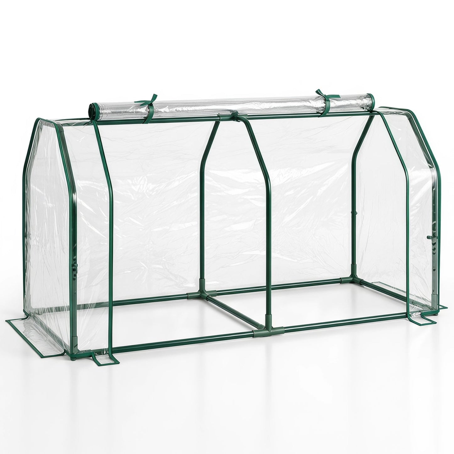 Portable Mini Greenhouse DirectDeals with PE cover and roll-up door; green frame, clear panels on Tampa Home & Garden Store