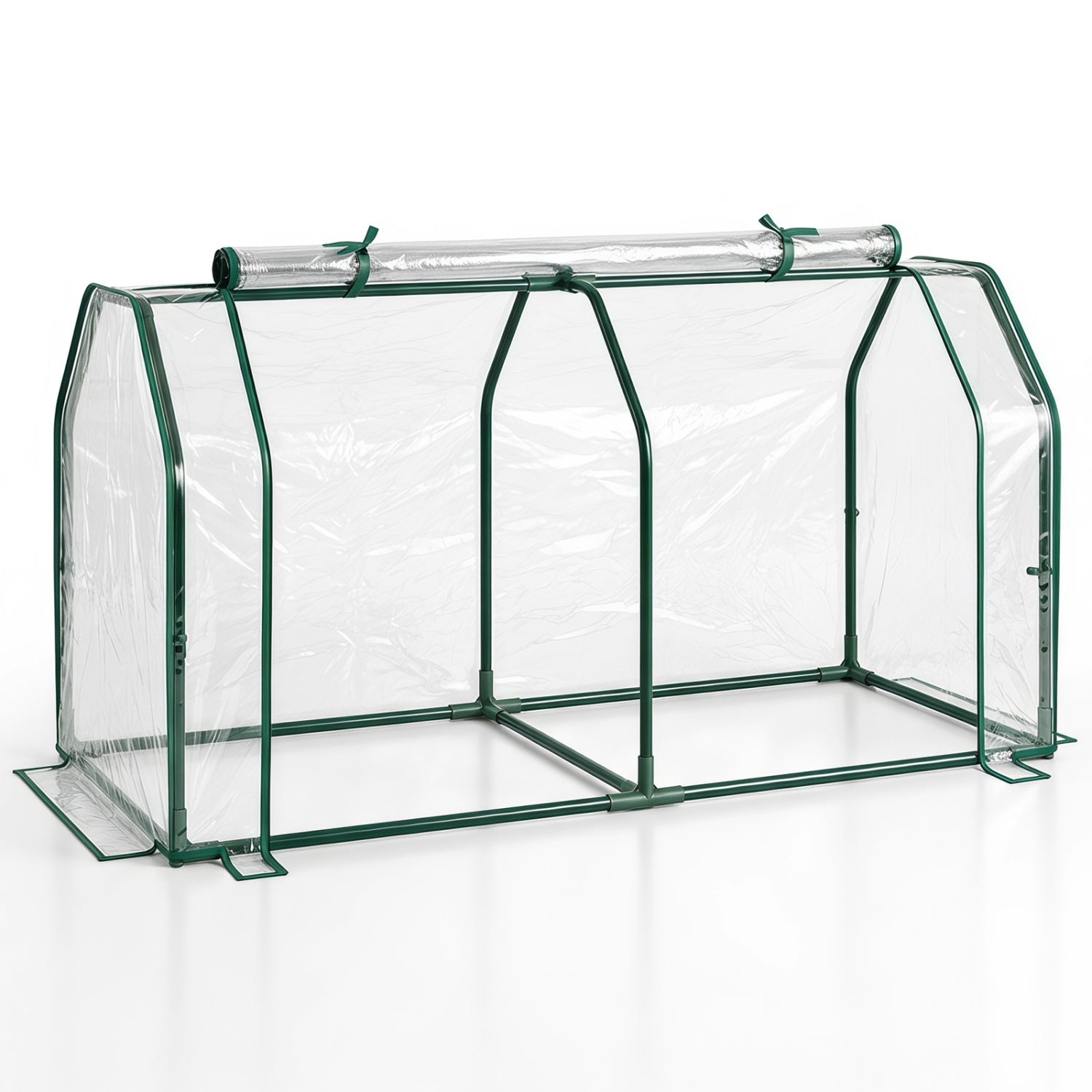 Portable Mini Greenhouse DirectDeals with PE cover and roll-up door; green frame, clear panels on Tampa Home & Garden Store